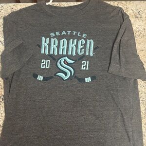 Fanatics Seattle Kraken Gray Short Sleeve Tee with Teal Logo